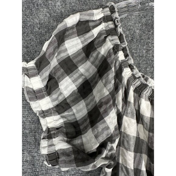 Torrid Peasant Midi Dress 1X Seersucker Black White Gingham Milkmaid Cottage - Picture 8 of 11